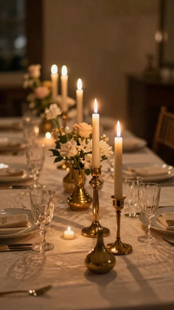 12 Gold Vase Ideas for a Glamorous Warm Metallic Home Accent - 7. Gold Vases as Candle Holders 1