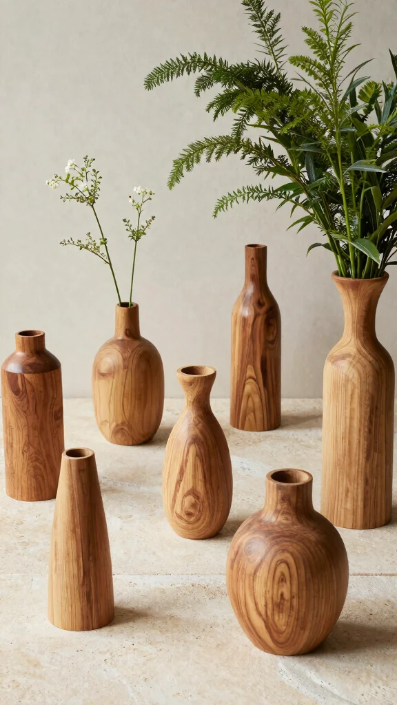 12 Handmade Vase Ideas for One-of-a-Kind Artisan Home Decor - 4. Nature-Inspired Wooden Vases 1