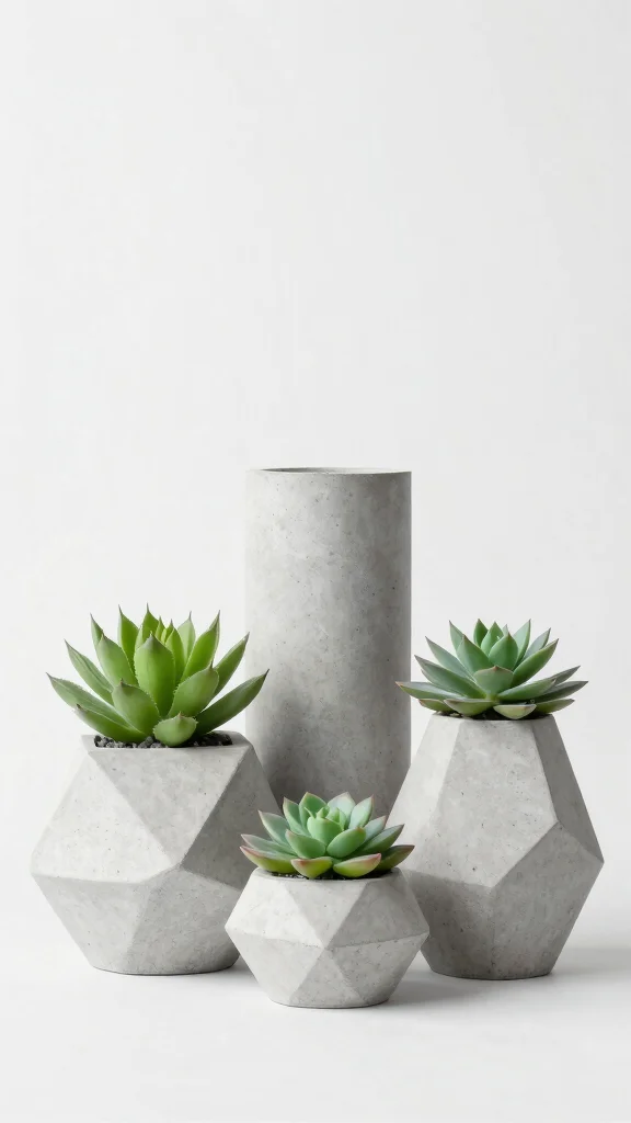 12 Handmade Vase Ideas for One-of-a-Kind Artisan Home Decor - 8. Minimalist Concrete Vases 1