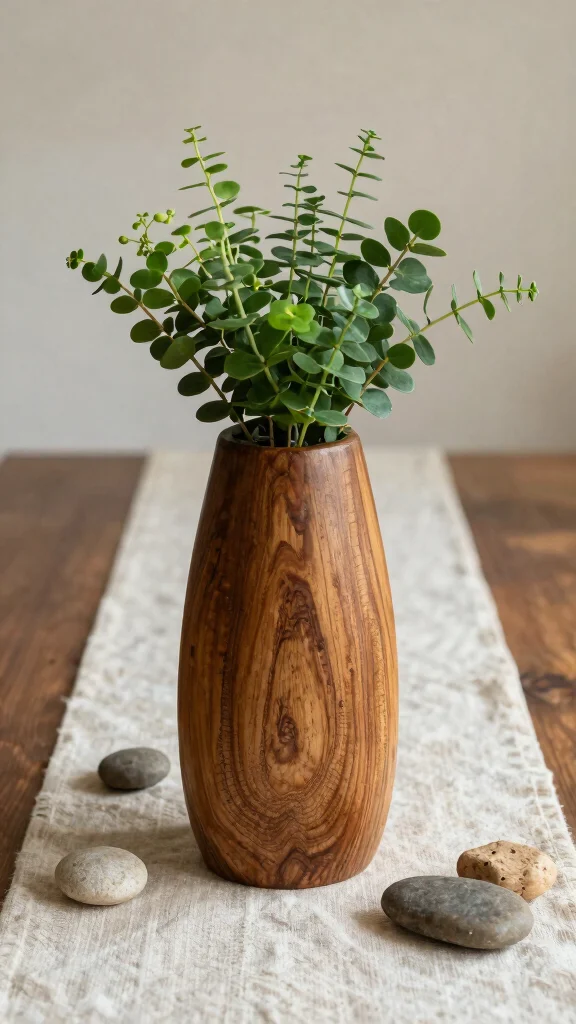 12 Japandi Vase Ideas for a Calm Minimal Natural Home Accent - 10. Wooden Vases or Planters 1