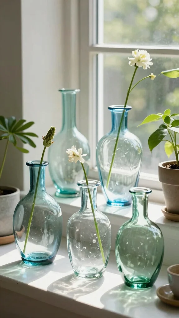 12 Japandi Vase Ideas for a Calm Minimal Natural Home Accent - 2. Recycled Glass Vases 1