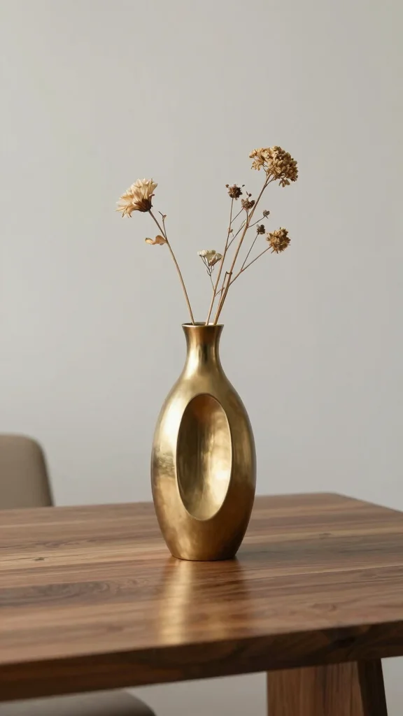 12 Japandi Vase Ideas for a Calm Minimal Natural Home Accent - 6. Sculptural Metal Vases 1