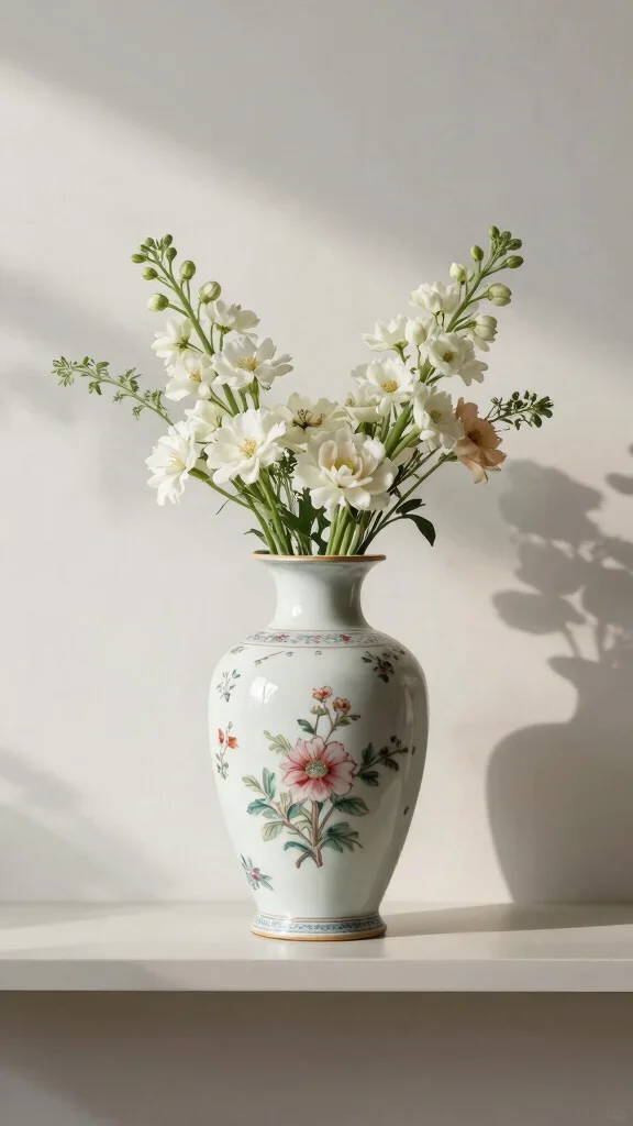 12 Japandi Vase Ideas for a Calm Minimal Natural Home Accent - 9. Porcelain Vases with Nature-Inspired Patterns 1