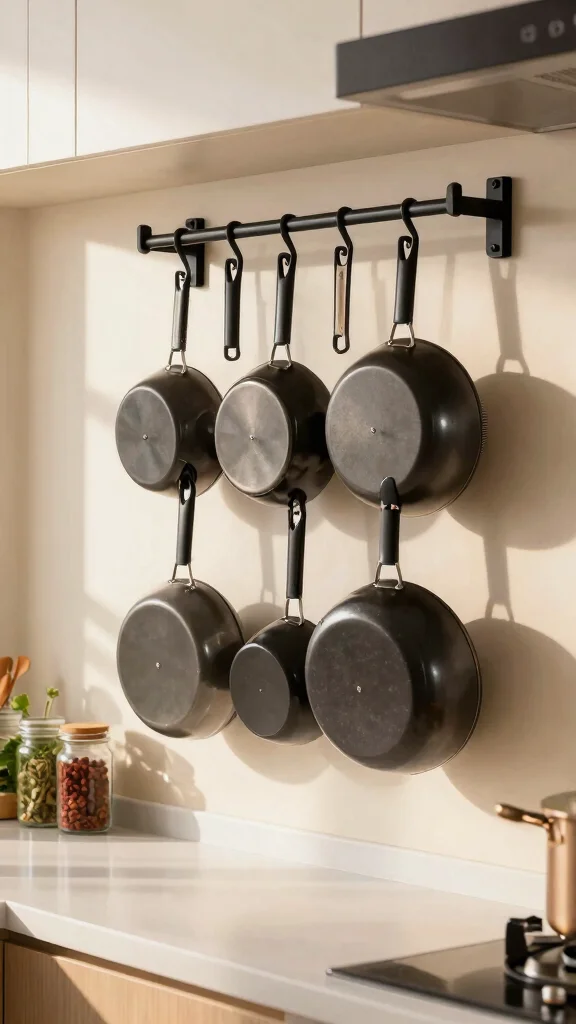12 Kitchen Pot Storage Ideas for Small Spaces and Large Collections - 1. Wall-Mounted Pot Rack 1