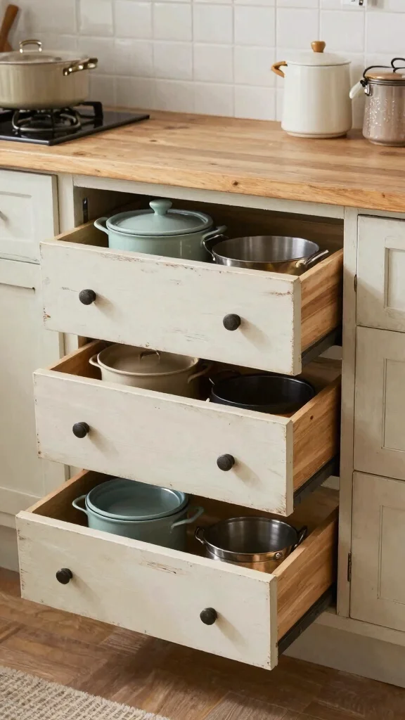 12 Kitchen Pot Storage Ideas for Small Spaces and Large Collections - 12. Repurposed Furniture for Pot Storage 1