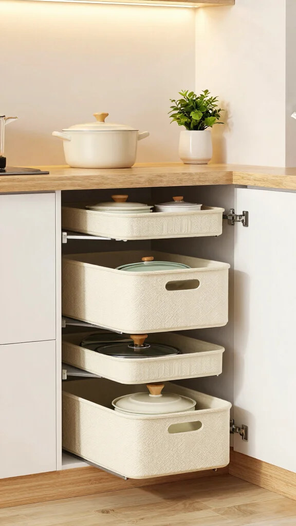 12 Kitchen Pot Storage Ideas for Small Spaces and Large Collections - 2. Under-Shelf Storage Baskets 1