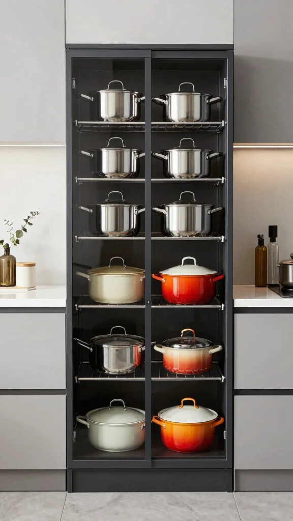 12 Kitchen Pot Storage Ideas for Small Spaces and Large Collections - 4. Vertical Storage Cabinets 1