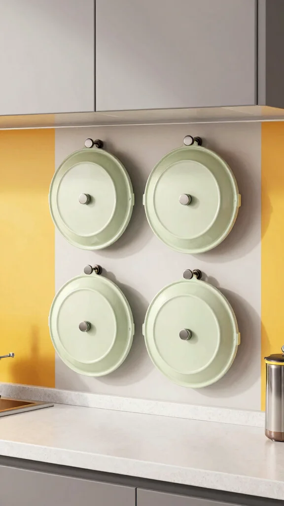 12 Kitchen Pot Storage Ideas for Small Spaces and Large Collections - 5. Magnetic Pot Lids Holder 1