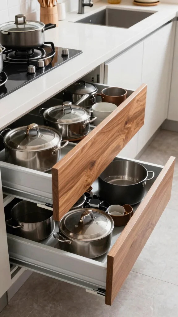 12 Kitchen Pot Storage Ideas for Small Spaces and Large Collections - 6. Pot Drawer Inserts 1