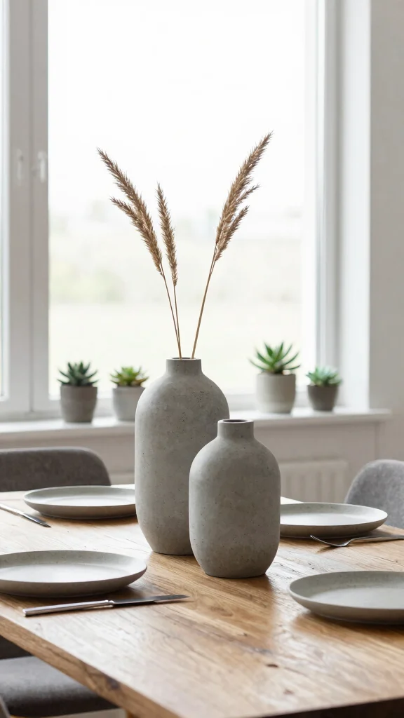 12 Large Vase Ideas for Floor Dining Table and Statement Displays - 1. Minimalist Concrete Vases 1