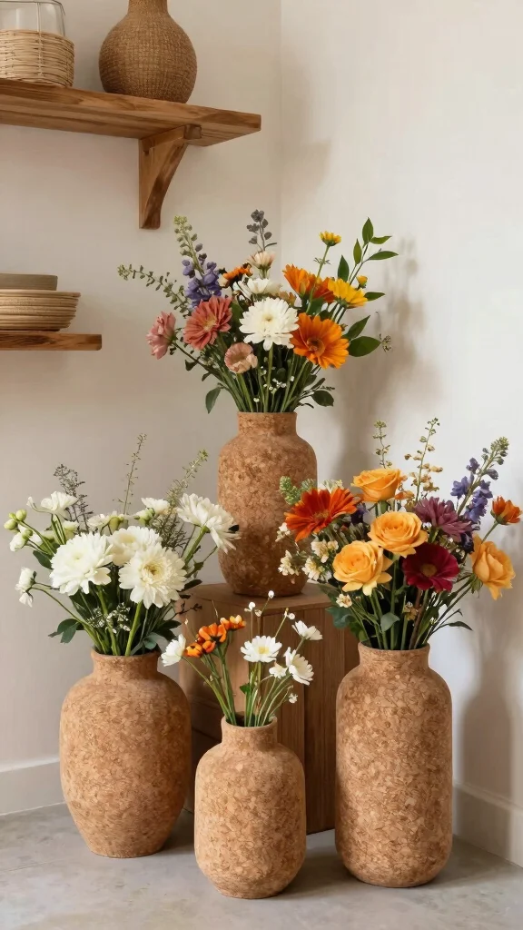 12 Large Vase Ideas for Floor Dining Table and Statement Displays - 10. Eco-Friendly Textured Vases 1