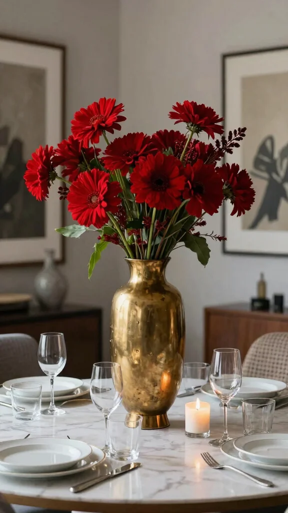 12 Large Vase Ideas for Floor Dining Table and Statement Displays - 7. Statement Metal Vases 1