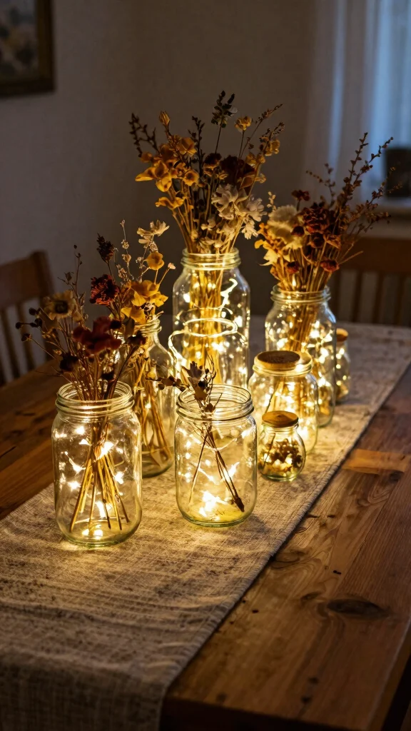 12 Large Vase Ideas for Floor Dining Table and Statement Displays - 8. Upcycled Glass Jars 1