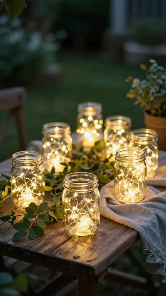 12 Mason Jar Vase Ideas for a Rustic Budget-Friendly Home Display - 4. Fairy Light Bliss 1