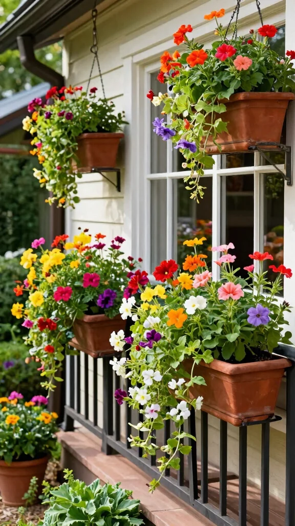 12 Patio Pot Ideas for a Lush Colorful Outdoor Living Space - 11. Colorful Window Boxes 1