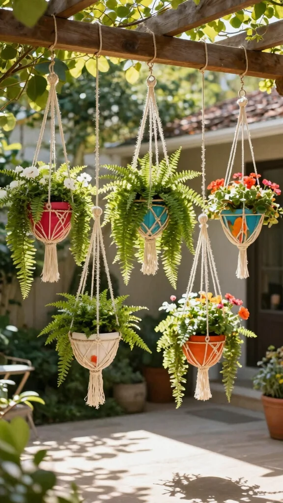 12 Patio Pot Ideas for a Lush Colorful Outdoor Living Space - 3. Hanging Planters for an Airy Feel 1