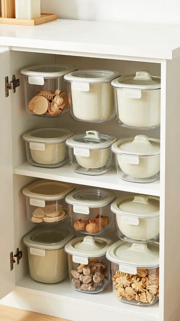 12 Pot Cabinet Organization Ideas for Deep Awkward and Corner Cabinets - 5. Clear Container Organizers for Visibility 1