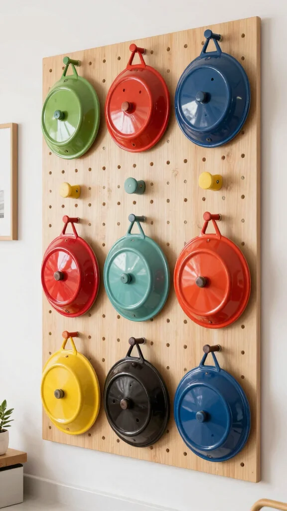 12 Pot Lid Organizer Ideas for Cabinets Drawers and Inside Doors - 6. Wall-Mounted Lid Storage Solutions 1
