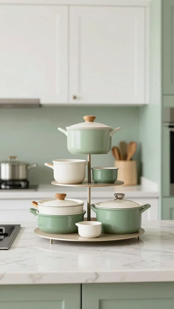 12 Pot Organizer Ideas for a Tidy Functional Kitchen Storage Setup - 10. Tiered Pot Stands 1