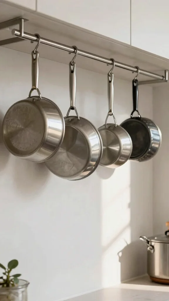 12 Pot Organizer Ideas for a Tidy Functional Kitchen Storage Setup - 11. Creative Hanging Solutions 1