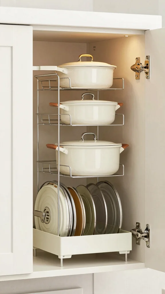 12 Pot Organizer Ideas for a Tidy Functional Kitchen Storage Setup - 3. Vertical Cabinet Organizers 1