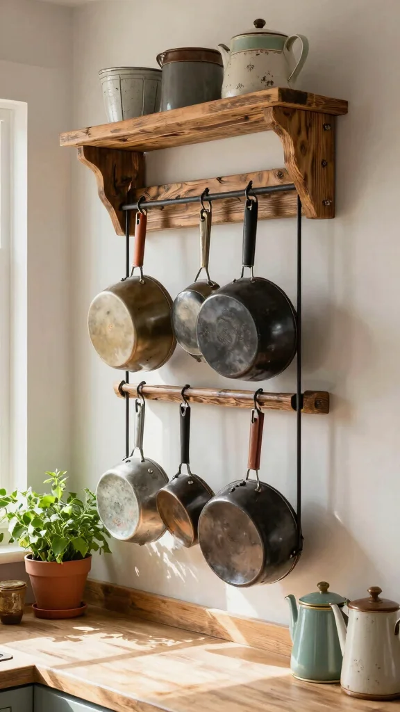 12 Pot Rack Ideas for Hanging Wall-Mounted and Freestanding Kitchen Storage - 12. Customized DIY Pot Rack 1