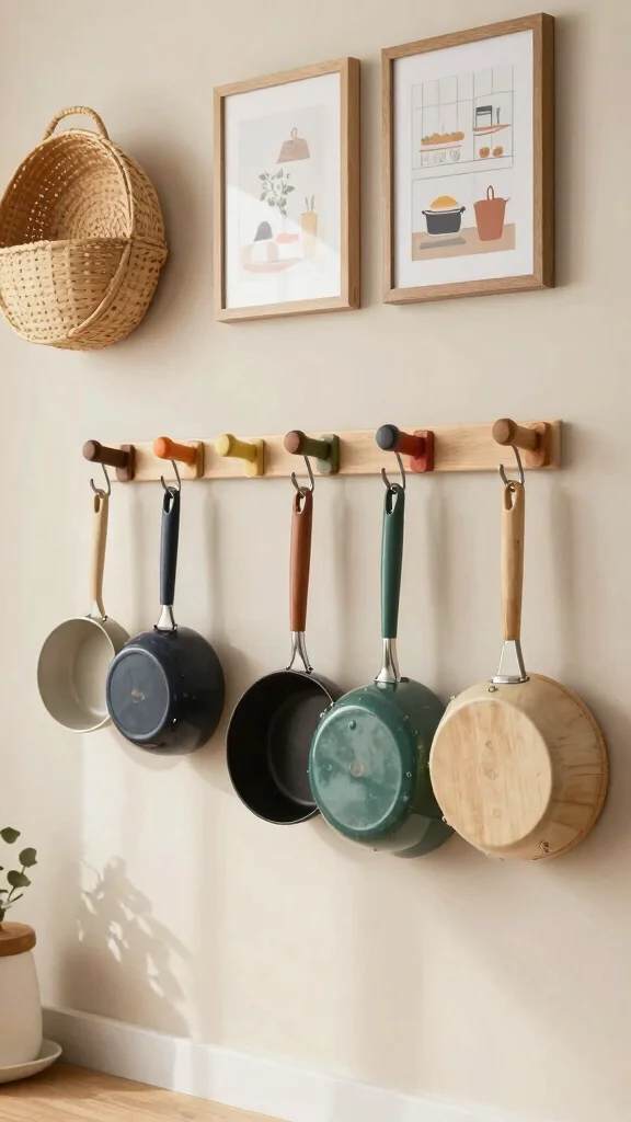 12 Pot Rack Ideas for Hanging Wall-Mounted and Freestanding Kitchen Storage - 8. Creative Wall Hooks and Pegs 1