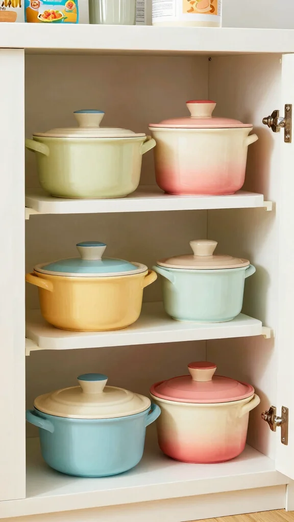 12 Pot With Lid Storage Ideas for an Organized Easy-Access Kitchen - 5. Tiered Shelf Organizer 1