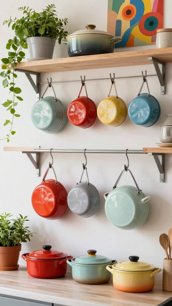 12 Pot With Lid Storage Ideas for an Organized Easy-Access Kitchen - 6. Wall-Mounted Pot Storage 1