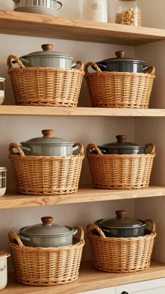 12 Pot With Lid Storage Ideas for an Organized Easy-Access Kitchen - 7. Pot and Lid Baskets 1