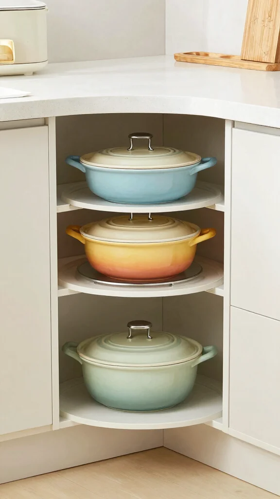 12 Pot With Lid Storage Ideas for an Organized Easy-Access Kitchen - 9. Corner Cabinet Solutions 1