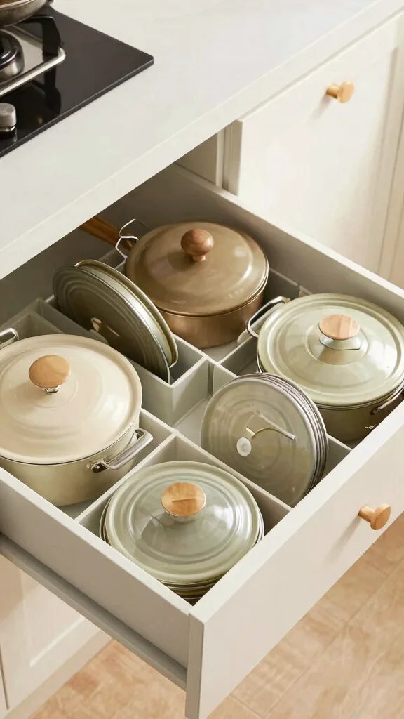 12 Pots and Pans Arrangement Ideas for a Stress-Free Cooking Space - 8. Drawer Dividers for Pots and Pans 1