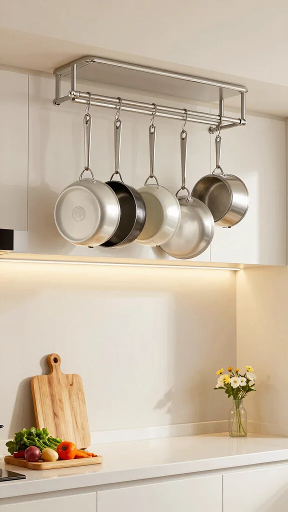 12 Pots and Pans Organization Ideas for a Tidy Accessible Kitchen - 1. Hang It Up: A Stylish Pot Rack 1