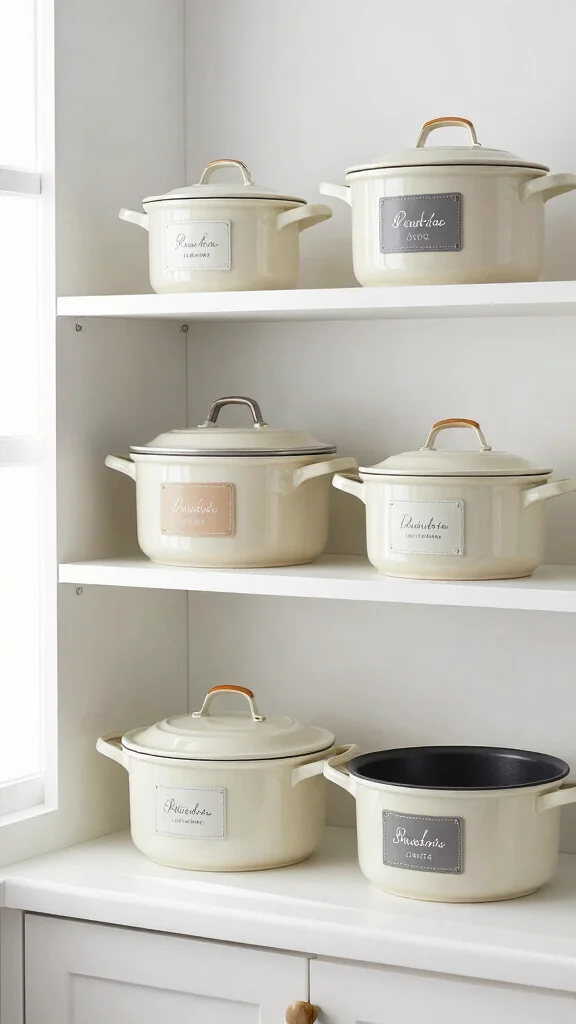 12 Pots and Pans Organization Ideas for a Tidy Accessible Kitchen - 11. Label Your Cookware 1