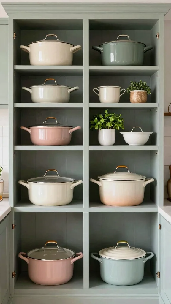 12 Pots and Pans Organization Ideas for a Tidy Accessible Kitchen - 12. Rotate Seasonal Cookware 1