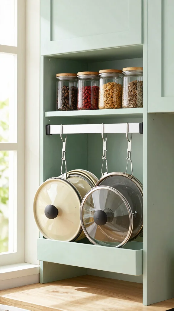12 Pots and Pans Organization Ideas for a Tidy Accessible Kitchen - 3. Magnetic Strips for Lids 1