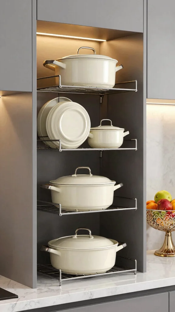12 Pots and Pans Organization Ideas for a Tidy Accessible Kitchen - 4. Vertical Storage Racks 1