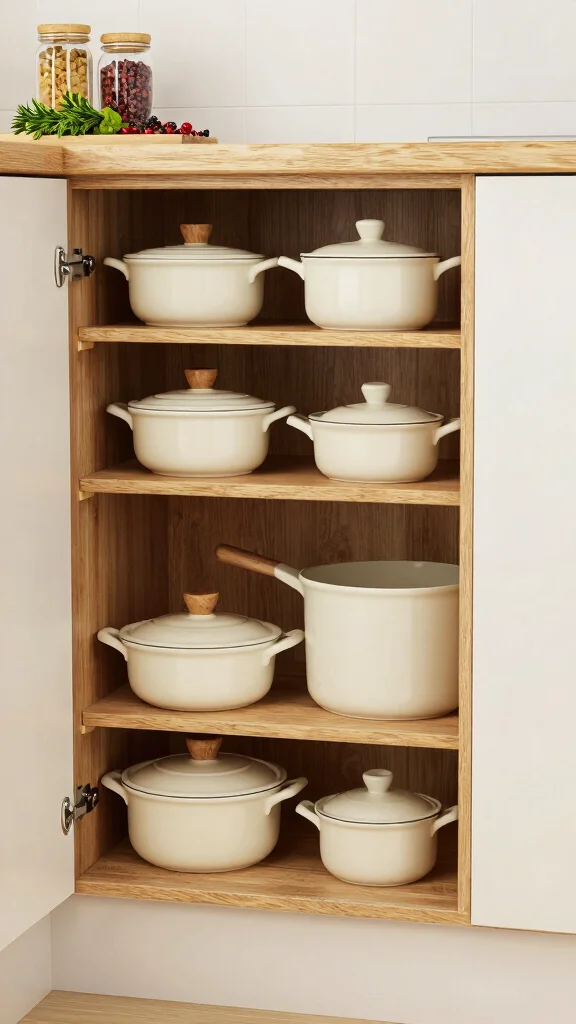 12 Pots and Pans Organization Ideas for a Tidy Accessible Kitchen - 5. Pull-Out Shelves for Easy Access 1