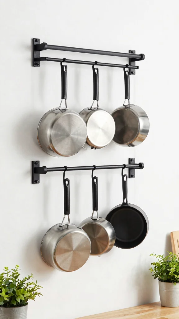 12 Pots and Pans Organizer Ideas for Drawers, Cabinets, and Racks - 2. Vertical Pot Racks 1