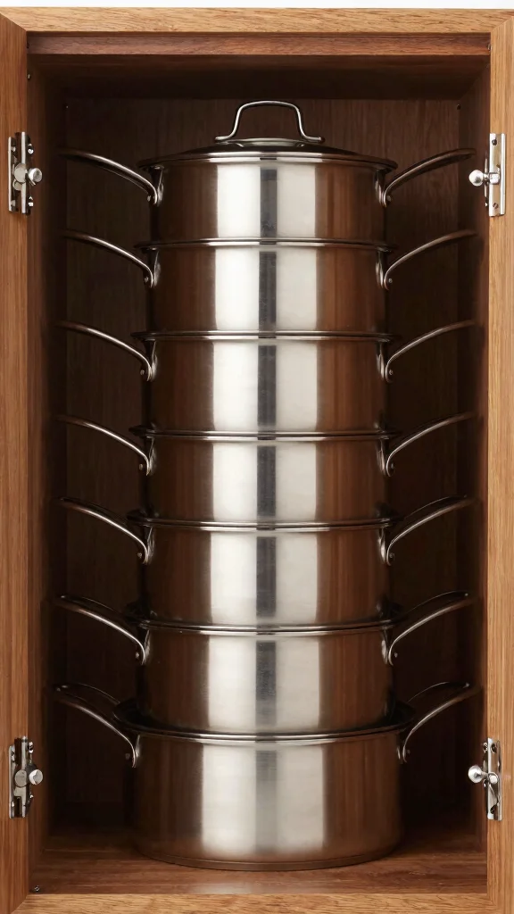 12 Pots and Pans Organizer Ideas for Drawers, Cabinets, and Racks - 3. Stackable Cookware Solutions 1