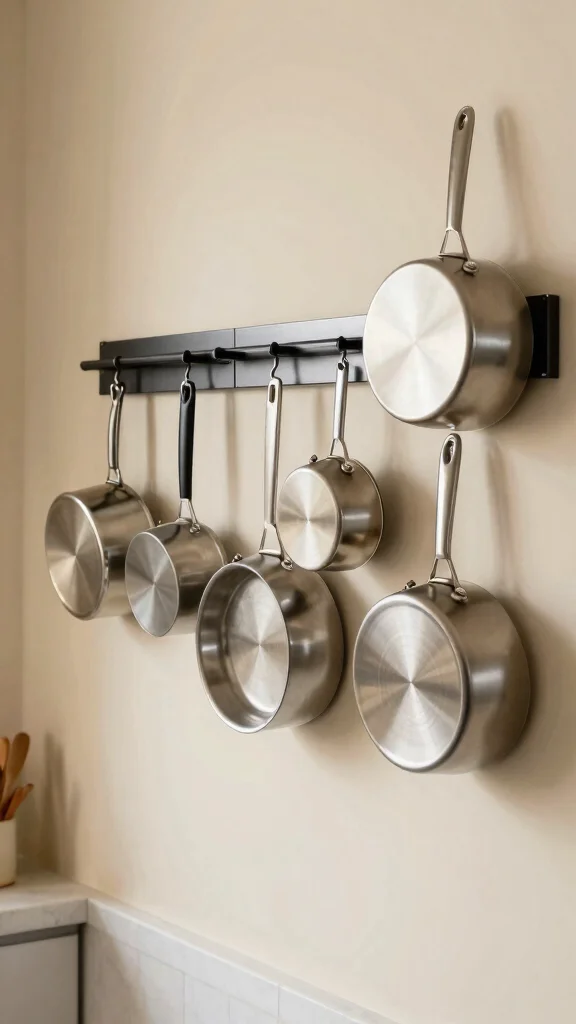 12 Pots and Pans Organizer Ideas for Drawers, Cabinets, and Racks - 9. Magnetic Strip Organizers 1