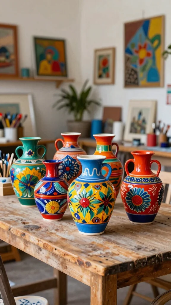 12 Pottery Vase Ideas for a Handmade Artisan Home Accent - 5. Hand-Painted Artisan Vases 1