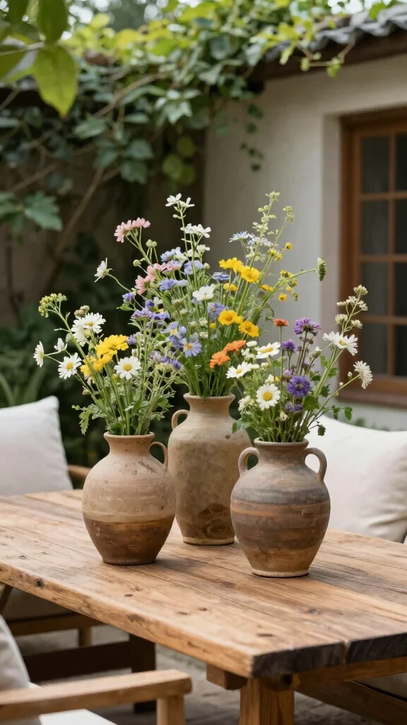 12 Set of 3 Vase Ideas for a Balanced Grouped Home Display - 10. Earthy Stoneware Set 1