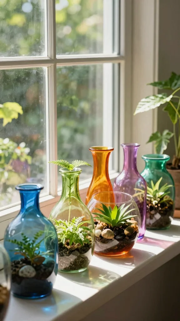 12 Set of 3 Vase Ideas for a Balanced Grouped Home Display - 12. Multicolored Terrarium Vases 1