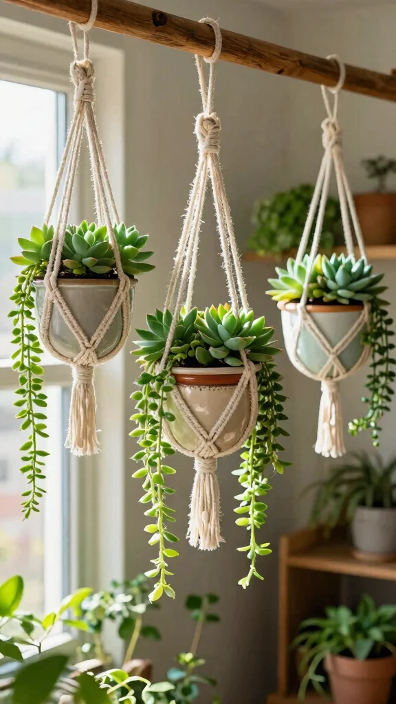 12 Succulent Pot Ideas for a Cute Low-Maintenance Plant Display - 4. Hanging Planters 1