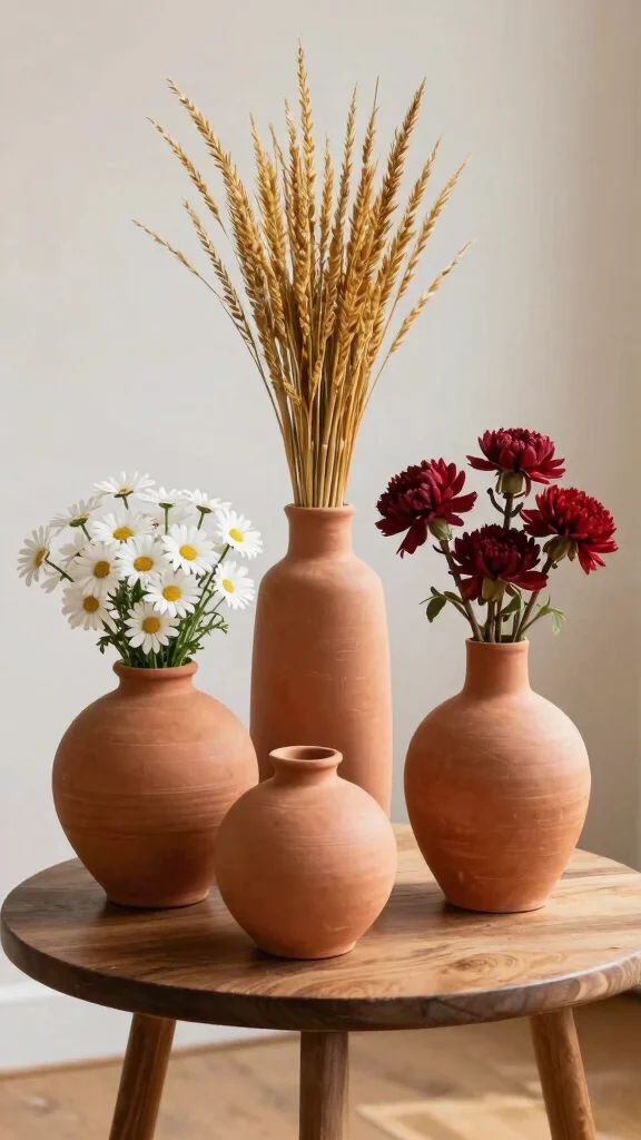 12 Terracotta Vase Ideas for a Warm Earthy Natural Home Display - 1. A Cluster of Various Shapes 1