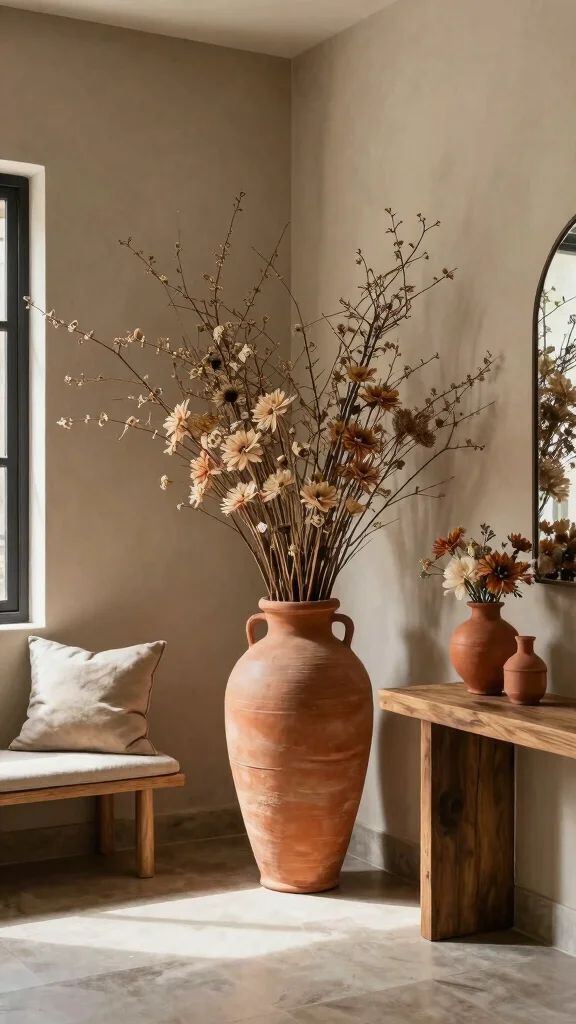 12 Terracotta Vase Ideas for a Warm Earthy Natural Home Display - 4. Terracotta Vases in Entryways 1