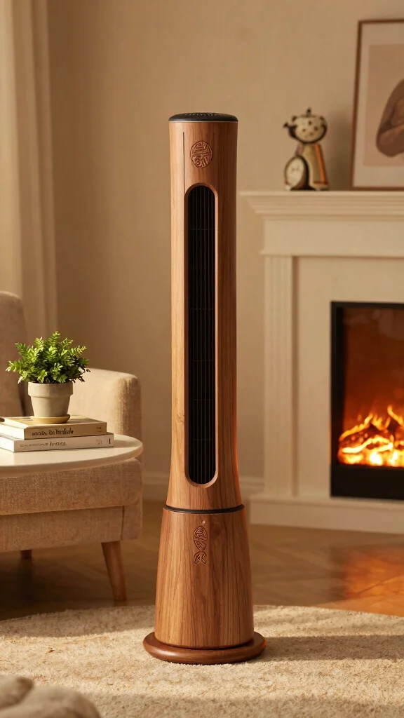 12 Tower Air Purifier Ideas for Large Rooms and Open-Plan Living Spaces - 3. Decorative Wooden Tower 1