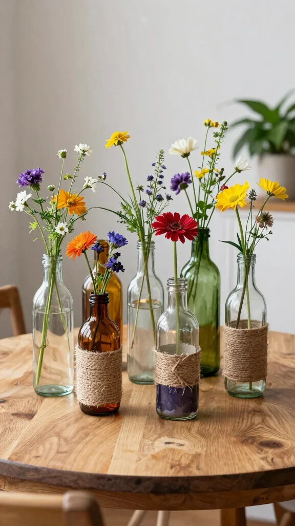 12 Unique Vase Ideas That Become the Focal Point of Any Room - 1. Glass Bottle Beauties 1