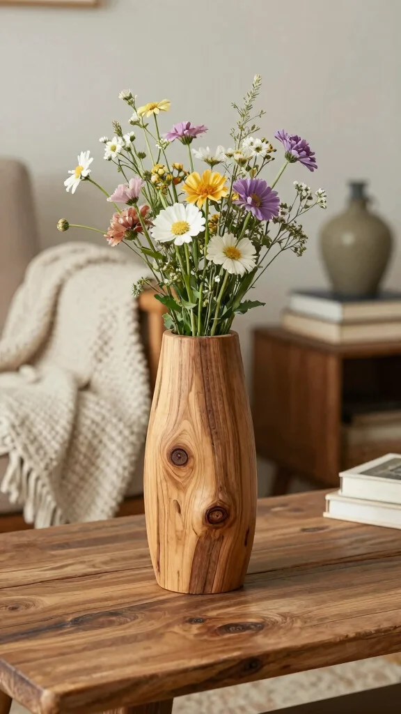 12 Unique Vase Ideas That Become the Focal Point of Any Room - 3. Wooden Wonders 1